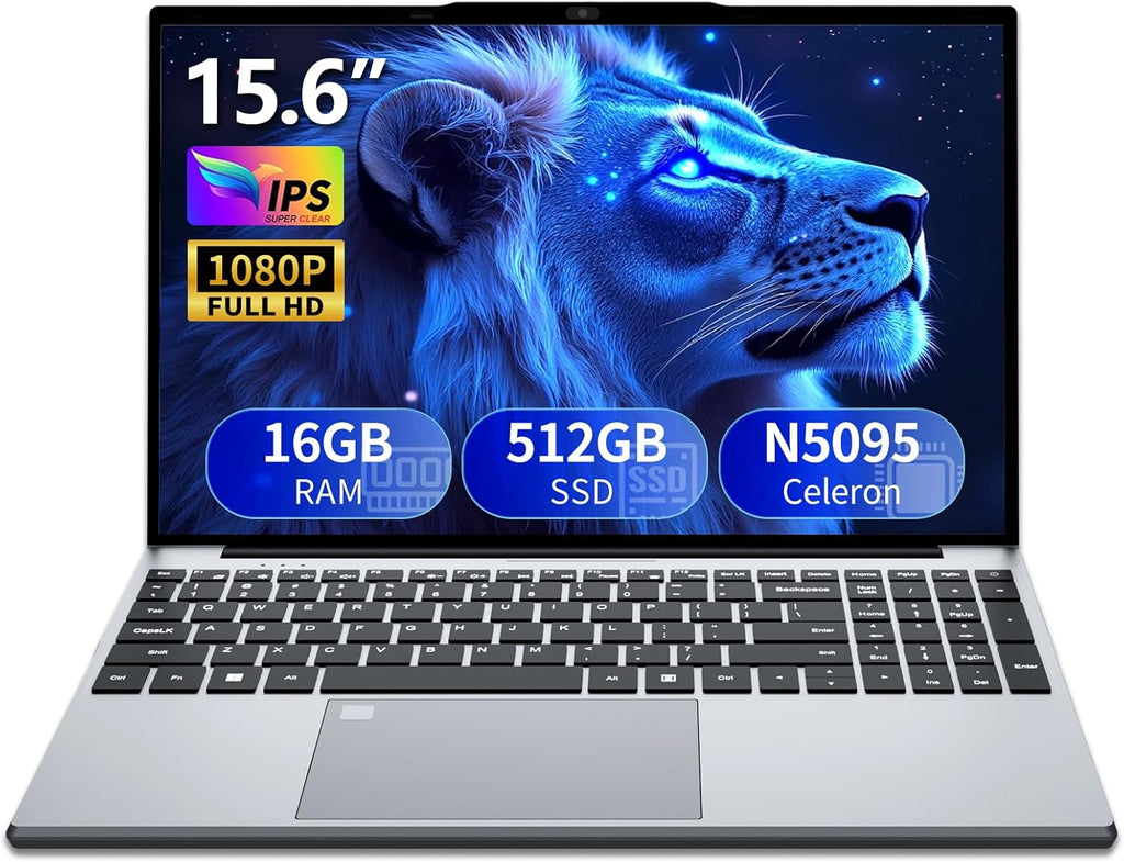 AVENKA Gaming Laptop,15.6 inch Laptop Computer, Laptops Celeron N5095 Processor, 16GB 512GB SSD FHD 1920 * 1080 Display 180 Angle Opening Fingerprint Unlock Backlit Keyboard Mini-HDMI