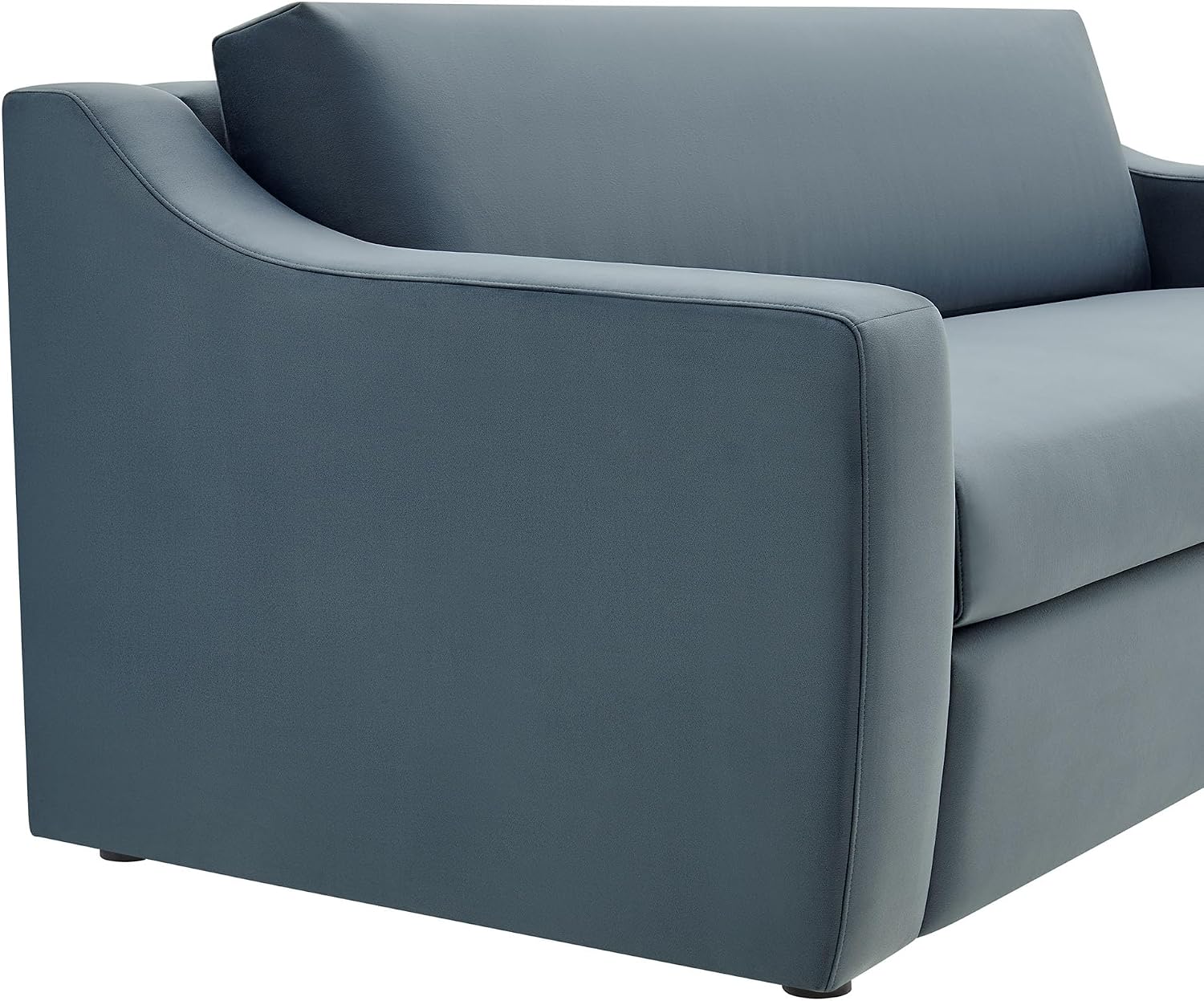Modway Liora 87 Inch Stain-Resistant Performance Velvet Sofa in Cadet Blue - 3 Seater Upholstered Sofa Couch for Living Room Seating - Comfy Deep Seat Sofa with Scoop Arms