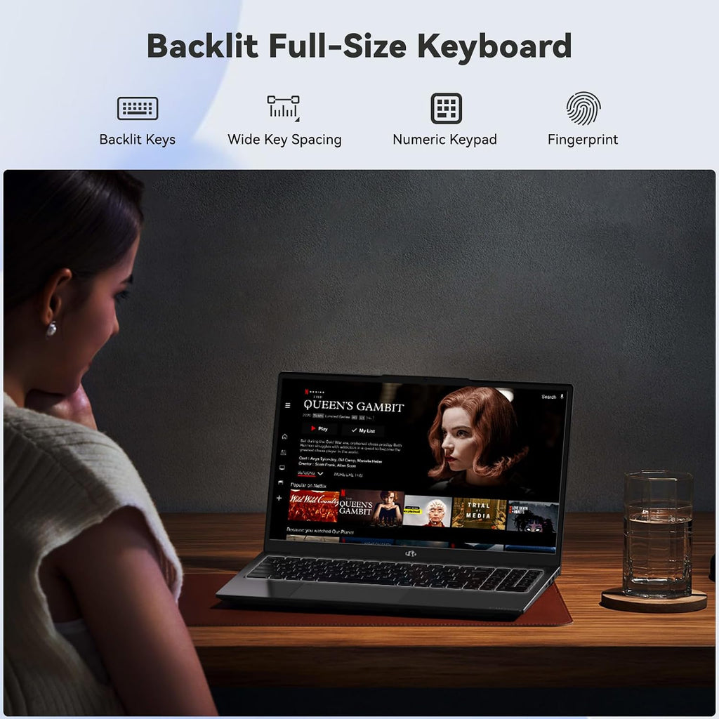 NIMO 15.6' FHD IPS Portable Laptop, Intel Core i3-1215U (Up to 4.4GHz, Beat R5 7520U), 8GB RAM 128GB SSD Work Computer, Backlit KB, Fingerprint, WiFi 6, 65W Type-C Fast Charge, 180° View, for Campus