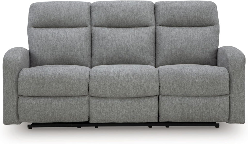 Signature Design by Ashley Carrigan Lane Classic Manual Pull Tab Dual Sided Reclining Sofa with Position Lock, Gray