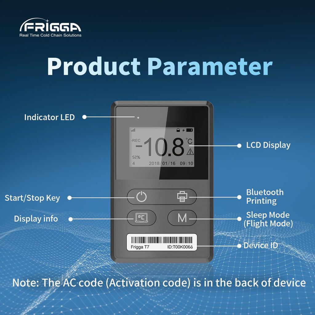 Frigga T70 4G/5G Temperature & Humidity Monitor Real-Time Reusable Temperature Data Logger Remote Digital Temperature Recorder Refrigerator Thermometer Rechargeable 24/7 Monitoring & Instant Alerts