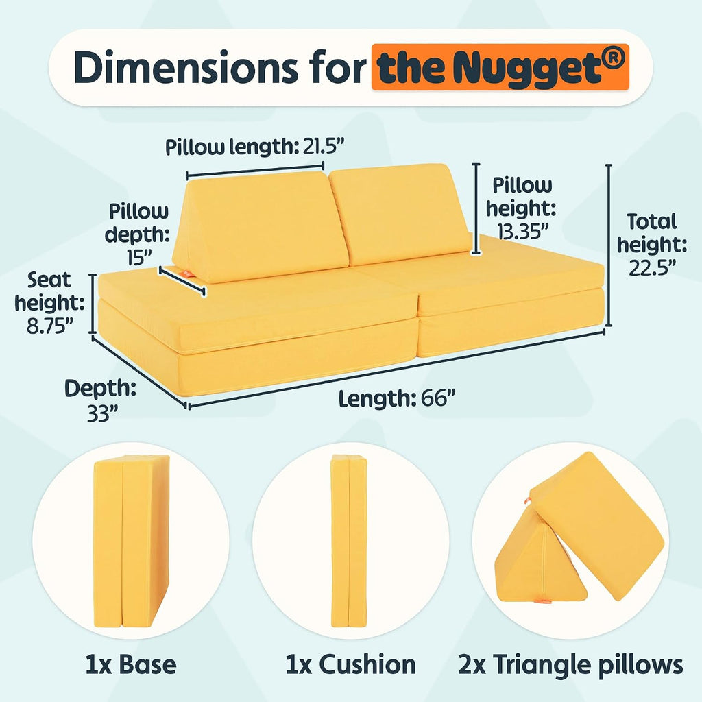 Nugget - The Original Play Couch for Kids - Modular Foam Children's Sofa for Playroom, Imagination, & Creative Open Ended Play - Washable & Convertible Playroom Furniture, Lemonade
