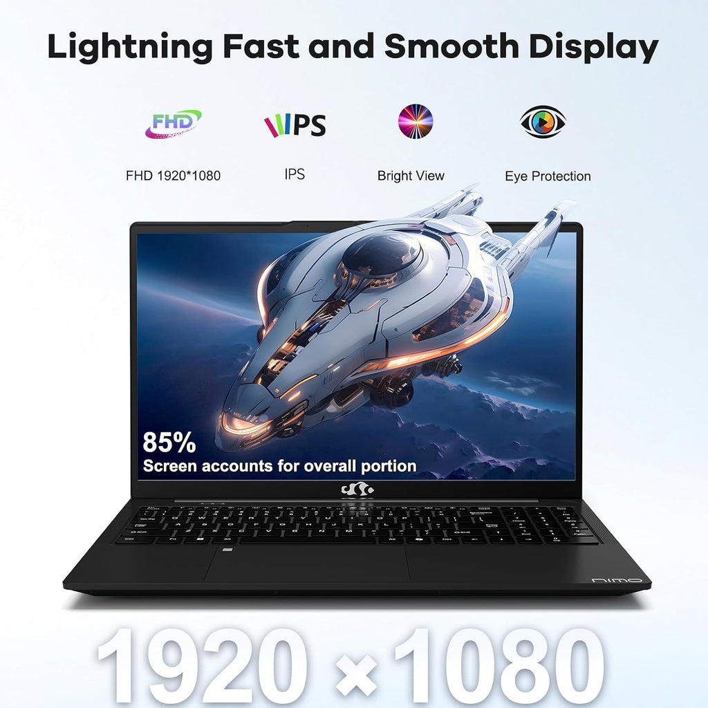 NIMO 15.6 Inch Laptop, i5-12450H 8-Core H-Series Processor (Beats i7-11800H), 16GB RAM 512GB SSD, Backlit Keyboard, Fingerprint Reader, 100W USB-C Fast Charging, WiFi 6, FHD IPS Display