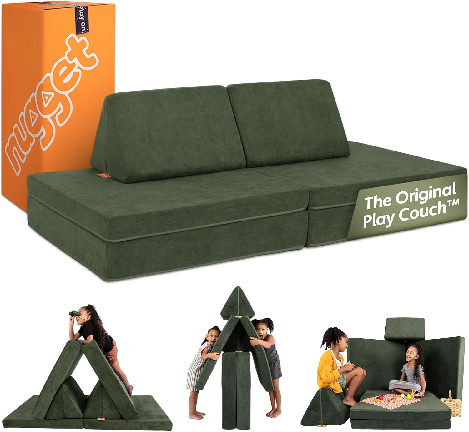 Nugget - The Original Play Couch for Kids - Modular Foam Children's Sofa for Playroom, Imagination, & Creative Open Ended Play - Washable & Convertible Playroom Furniture, Willow