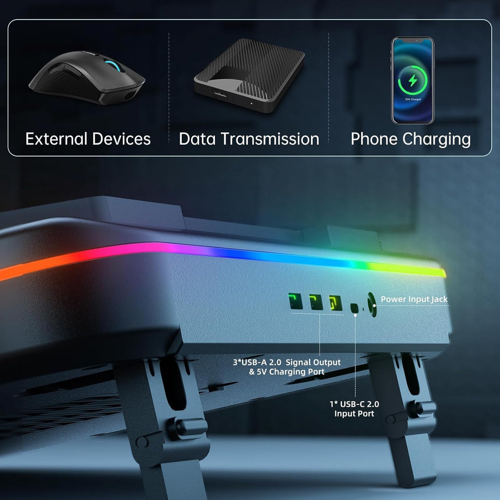 Cooling Pad for Dell Alienware m18 R2 R1 area-51 18 inch Gaming Laptop, It is a Well Deserved Heat Dissipation Monster,Cooler with Powerful Turbo Fan Can Fast Cooling,6 RGB Light Mode,Touch Start