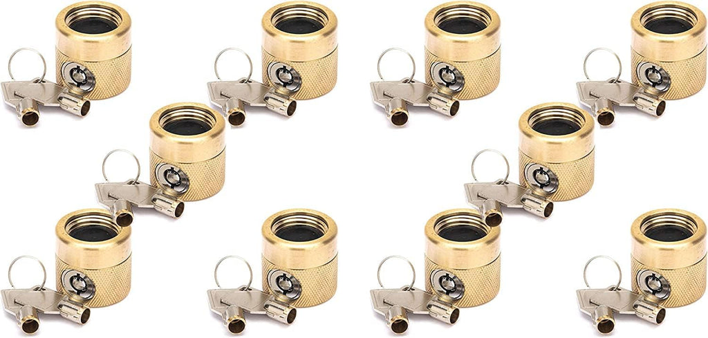 The FaucetLock | Heavy Duty Brass Construction | Prevents Water Theft & Secures Outdoor Bibbs | Promotes Water Conservation | Keyed The Same | FSS 50 | 10 Pack