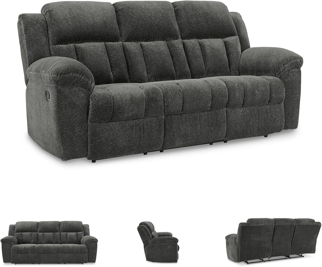 Signature Design by Ashley Frohn Contemporary Manual Reclining Sofa, Gray