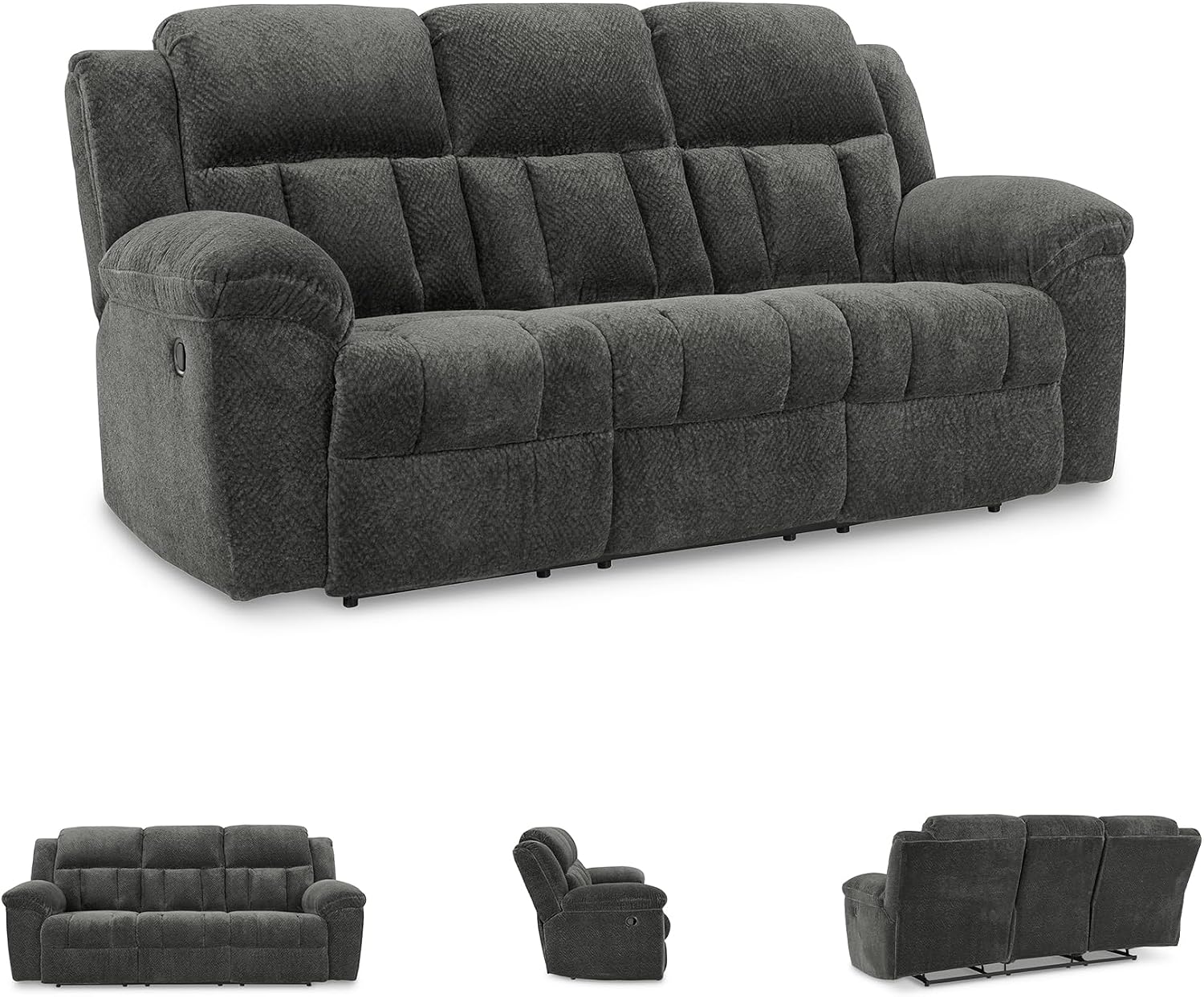 Signature Design by Ashley Frohn Contemporary Manual Reclining Sofa, Gray