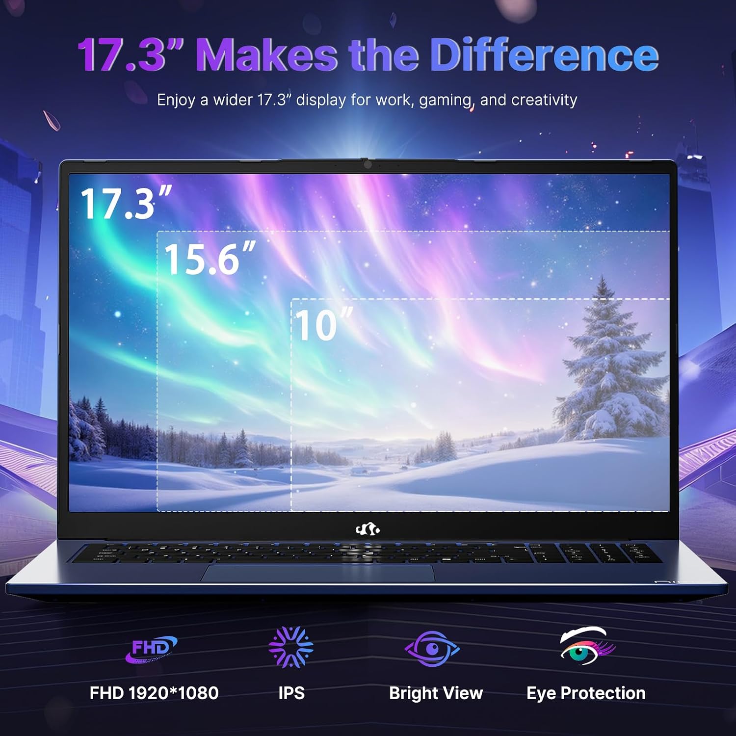 NIMO 17.3 Gaming-Laptop Ryzen 9 8945HS (Beat i9-13900H, Up to 5.2GHz) 16GB RAM, 1TB SSD, Radeon 780M, PD 100W Type-C AI-Enhanced for Copilot VR Ready, 75W Battery, Backlit Keyboard, Fingerprint