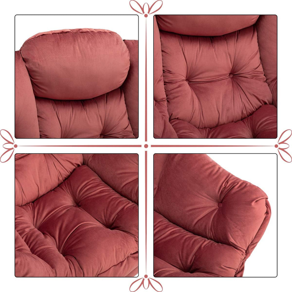 HollyHOME Lazy Chair with Armrest and Side Pocket, Comfy Accent Lounge Chair,Leisure Sofa Armchair for Living Room, Bedroom, Dorm, or Small Spaces, Oversized Reading Sofa Chair,Velvet Dusty Rose