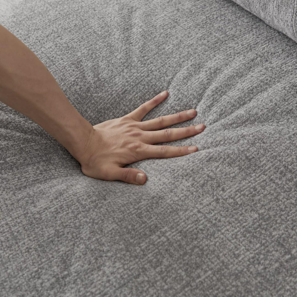 Sofa in a Box Oversized 3 Seater Memory Foam Boneless Couch w/Curved Arms,Plush Chenille Upholstered Cloud Modular Loveseat,No Assembly Needed Compression Sofa