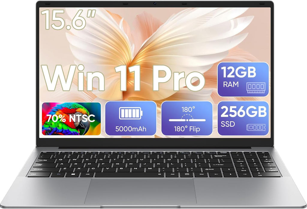 15.6' FHD Laptop, 12GB RAM 256GB SSD, Celeron N4000, Win 11 Essential Laptop Computer for Student Online Class, Home, Netflix,Lightweight & Portable, Long Battery Life