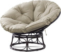 Joyside Papasan Chair with Cushion and Frame, 46'' Wicker Papasan Lounge Chair Large Saucer Chair, Brown Frame with Beige Cushion