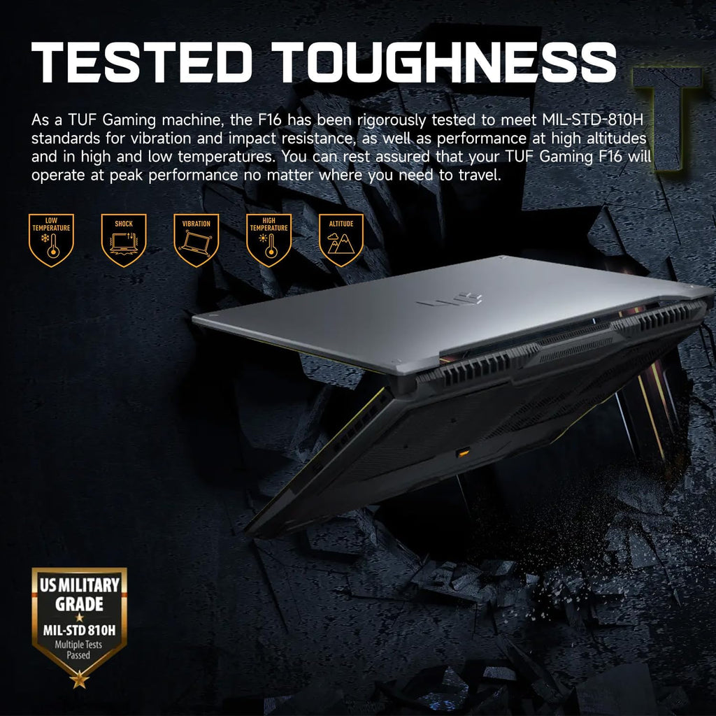 ASUS TUF F16 RTX 4050 Gaming Laptop, 16' FHD+ 144Hz, Intel Core 5 210H(Beats Intel i5-14500), NVIDIA RTX 4050, 16GB DDR5 RAM, 1TB SSD, RGB Backlit KB, Bundle with PCO Laptop Cooler