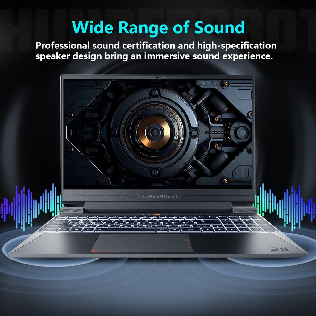 Thunderobot Storm 15 4050 Gaming Laptop, Intel Core i7-13620H, GeForce RTX 4050, 15.6' FHD 165Hz Display, 16GB RAM, 512GB SSD, Backlit Keyboard, HDMI, Wi-Fi, Win 11 Home, Black