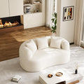DAMAIFROM 68.5' Loveseat Sofa for Living Room, Modern Luxury Plush Chenille Extra Deep Seat Curved Cloud Floor Couch with 3 Throw Pillows for Small Spaces, No Assembly Needed, Cream White