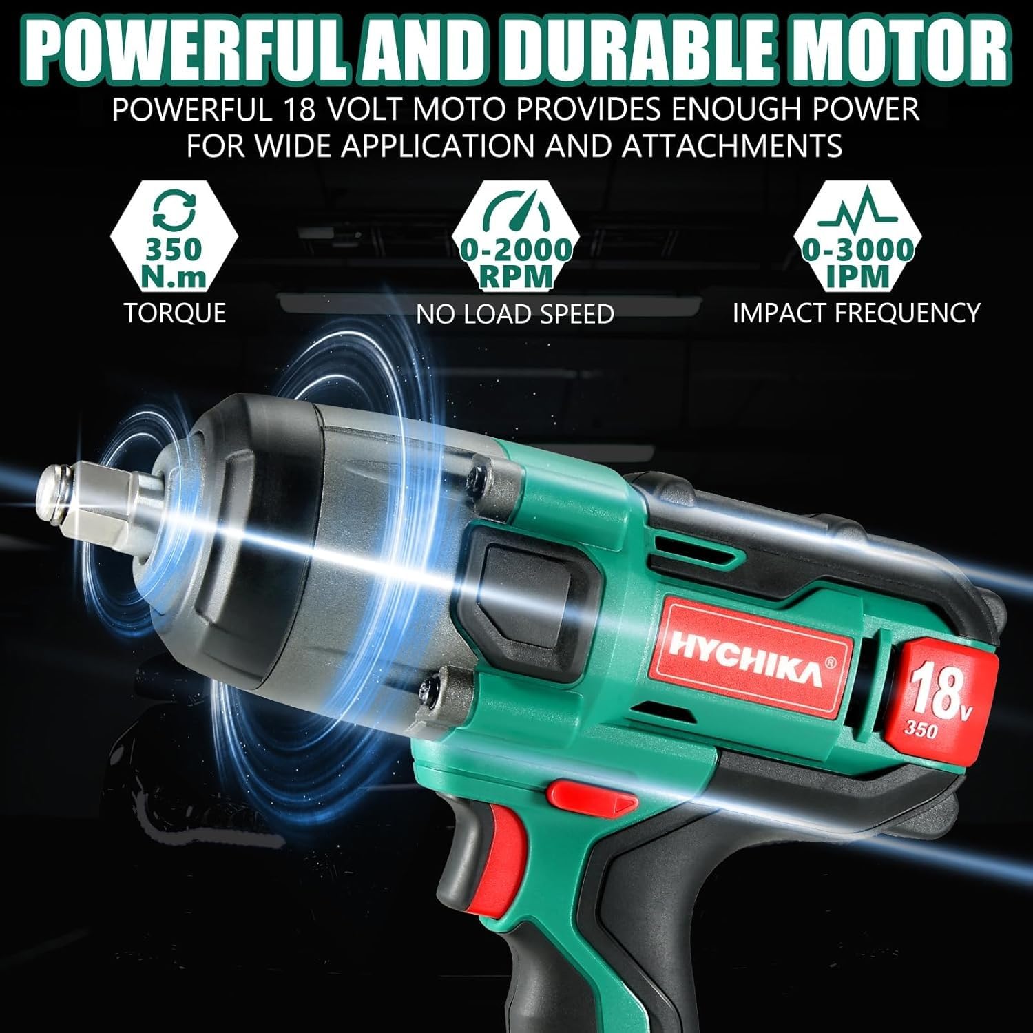 HYCHIKA Power Tool Combo Kit, 18 V Max Cordless Impact Wrench with 1/2 Impact Drivers,Detail Sander Tool with Vacuum Attach,2-Tool Power Tool Set