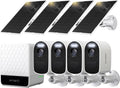 xmartO 4MP QHD WiFi6 Dual-Band Wireless Solar-Powered Indoor & Outdoor Home Security Camera System (Long Range WiFi, Free 64GB Loop Storage, No Monthly Fee, 4-CAM Kit)