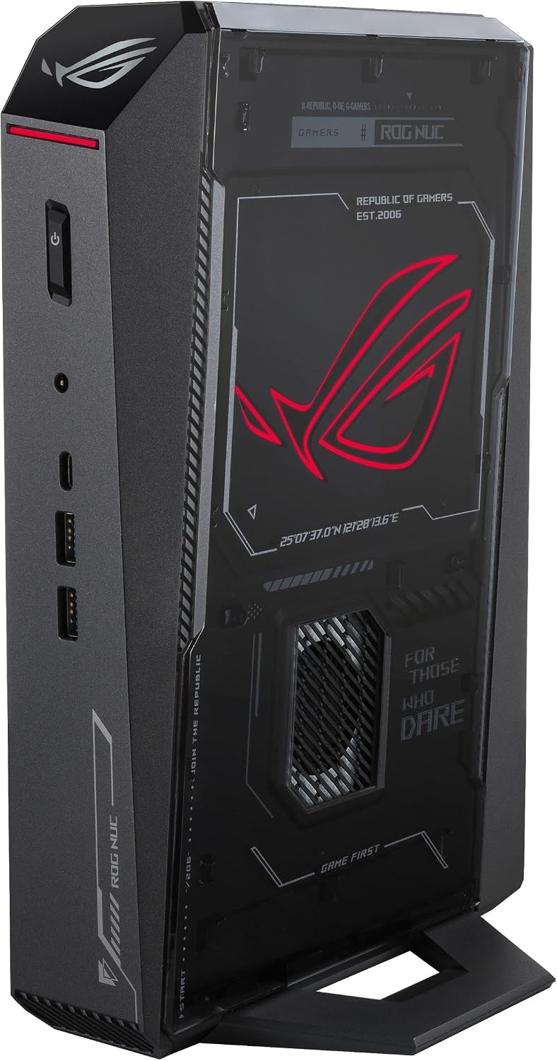 ROG NUC (2025) Gaming Mini PC with Intel® Core™ Ultra 9 (Series 2) ARL-HX CPU, NVIDIA® GeForce RTX™ 5080 Mobile GPU, 32GB DDR5 RAM, 2TB NVMe SSD, Thunderbolt™ 4, Triple-Fan Cooling, and ARGB Lighting