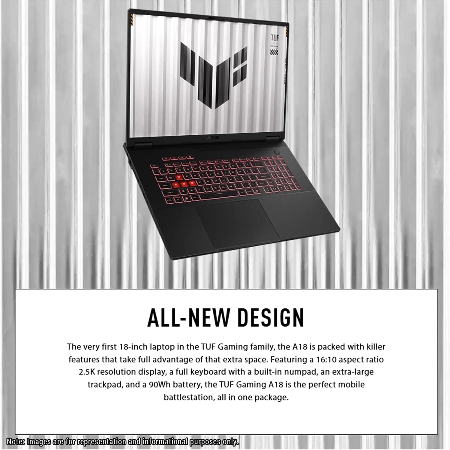 ASUS TUF A18 Gaming Laptop, AMD Ryzen 7-260, 64 GB DDR5 RAM, 2 TB PCle SSD, 18' 2.5K (2560x1600) 240Hz Display, Nvidia G-Force RTX 5070, RGB Backlit Chiclet Keyboard, W11 Home, Jaeger Gray