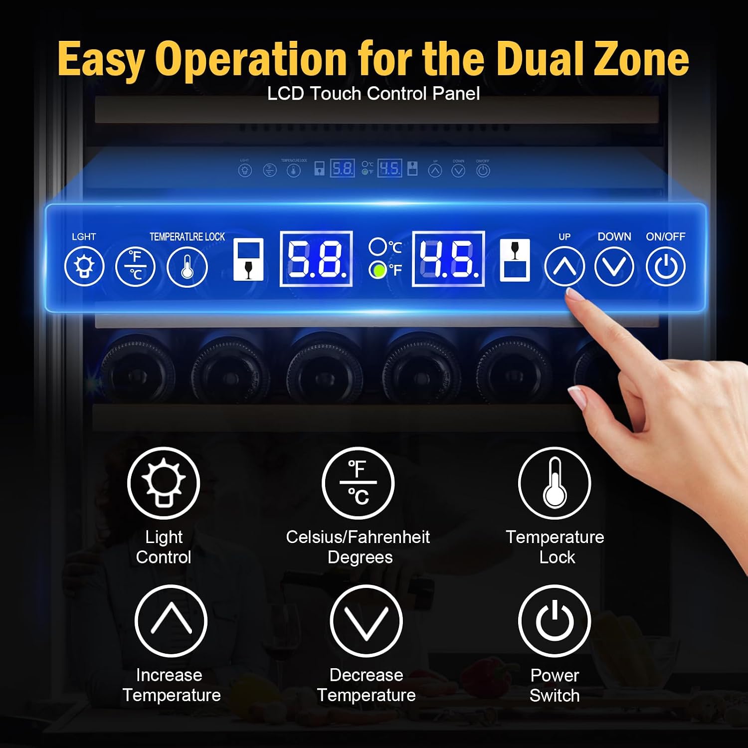 FoMup Wine Cooler Refrigerator 24 Inch, 180 Bottles Large Wine Fridge Dual Zones, Tall Freestanding/Built-in Wine Cellar Professional with Reversible Door Sliding Rail Shelves