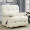 Oversized Recliner Chair, Overstuffed Swivel Rocker with Extra Wide Seat & Breathable Fabric for Living Room (Manual, White)