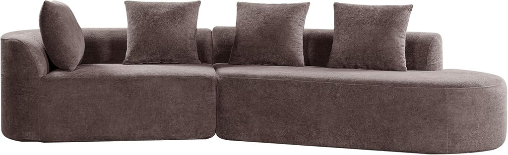 Christopher Knight Home Randa Upholstered Modern Sofa Couch, Boneless Cloud Sofa, Fully Assembled Long Sofa Chaise Lounge, Large Upholstered Couch, Brown