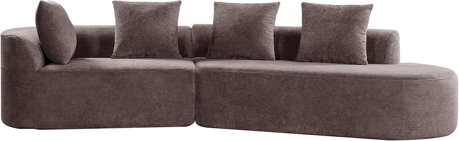 Christopher Knight Home Randa Upholstered Modern Sofa Couch, Boneless Cloud Sofa, Fully Assembled Long Sofa Chaise Lounge, Large Upholstered Couch, Brown