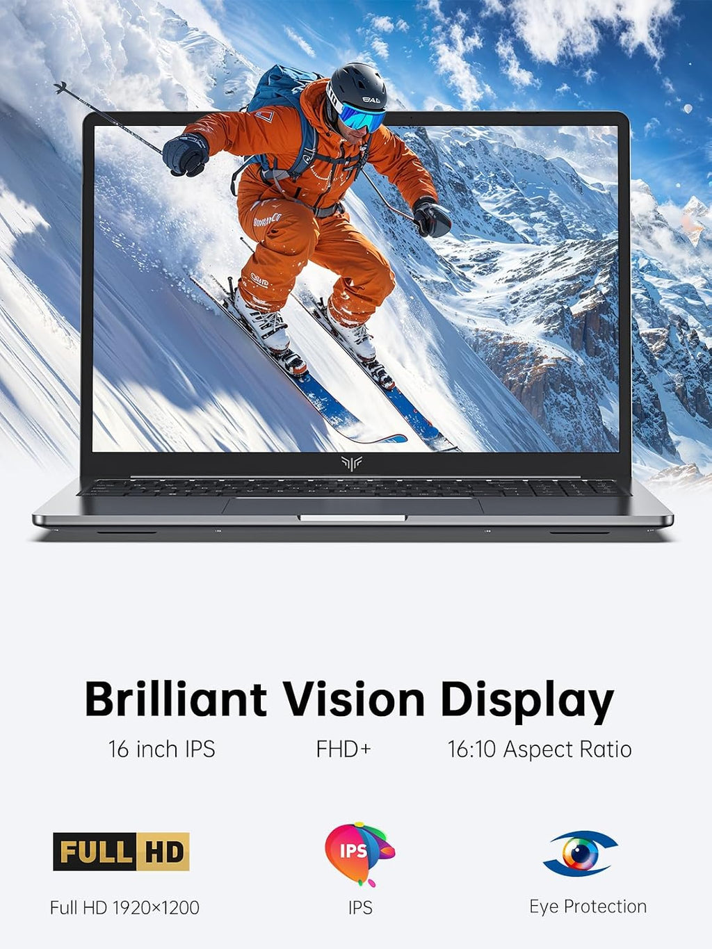 KAIGERR Laptop, 16GB DDR4 512GB SSD Laptop Computer, 16.0inch Windows 11 Laptop with Ιntel 12th Quad-Core Processor(Up to 3.6GHz), 1920P FHD Display, WiFi 6, USB3.2, Type_C,Long Battery Life