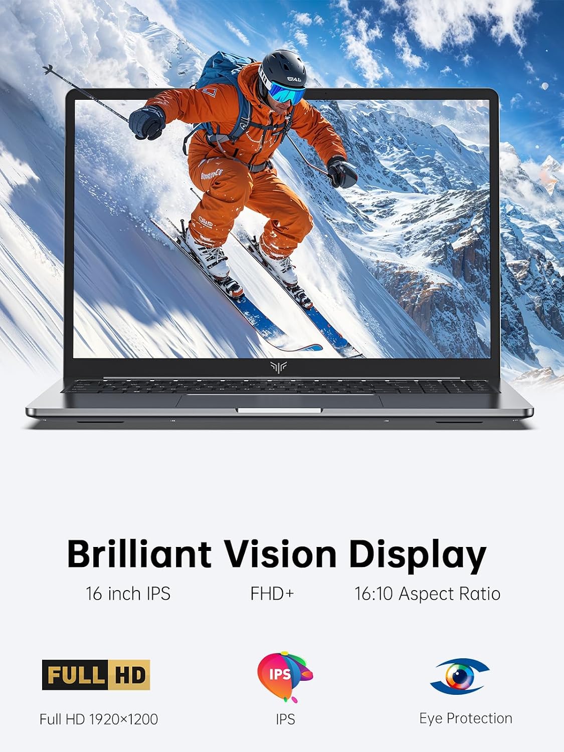 KAIGERR Laptop, 16GB DDR4 512GB SSD Laptop Computer, 16.0inch Windows 11 Laptop with Ιntel 12th Quad-Core Processor(Up to 3.6GHz), 1920P FHD Display, WiFi 6, USB3.2, Type_C,Long Battery Life