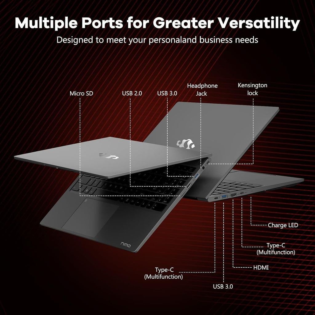 NIMO 15.6' IPS FHD-Gaming-Laptop, AMD Ryzen 5 6600H 6 Cores 32GB DDR5 RAM 1TB SSD (Beat i7-1165G7, Up to 4.5GHz) Radeon 660M GPU-Computer with Backlit Keyboard 100W Type-C Fingerprint Win 11