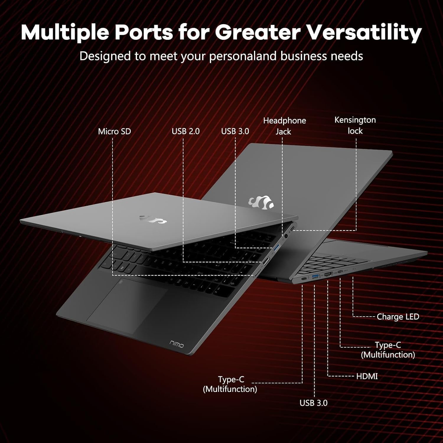 NIMO 15.6' IPS FHD-Gaming-Laptop,AMD Ryzen 5 6600H 16GB DDR5 RAM 512GB SSD (Beat i5-1335U, 6 Cores Up to 4.5GHz) AMD Radeon 660M GPU-Computer with 100W Type-C Backlit Keyboard Fingerprint