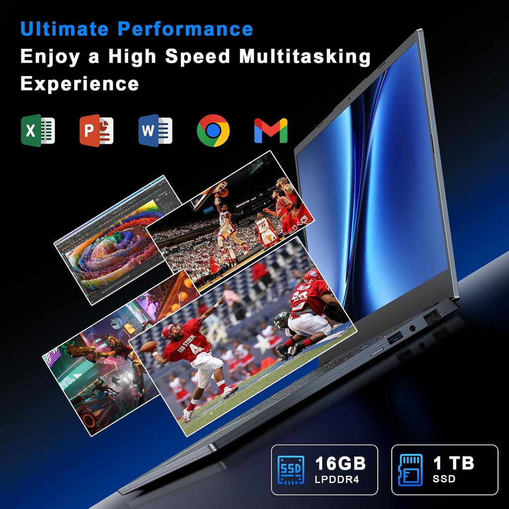 Gaming Laptop, Laptop Computer 2026, 15.6 Inch Lap Top, 16GB DDR4, 1TB SSD, MX450 TU117 GPU, N-series 4C/4T Processor, Win 11 pro, Colorful Backlit, 1080 FHD, HDMI, Wifi5, Metal Shell, Fingerprint