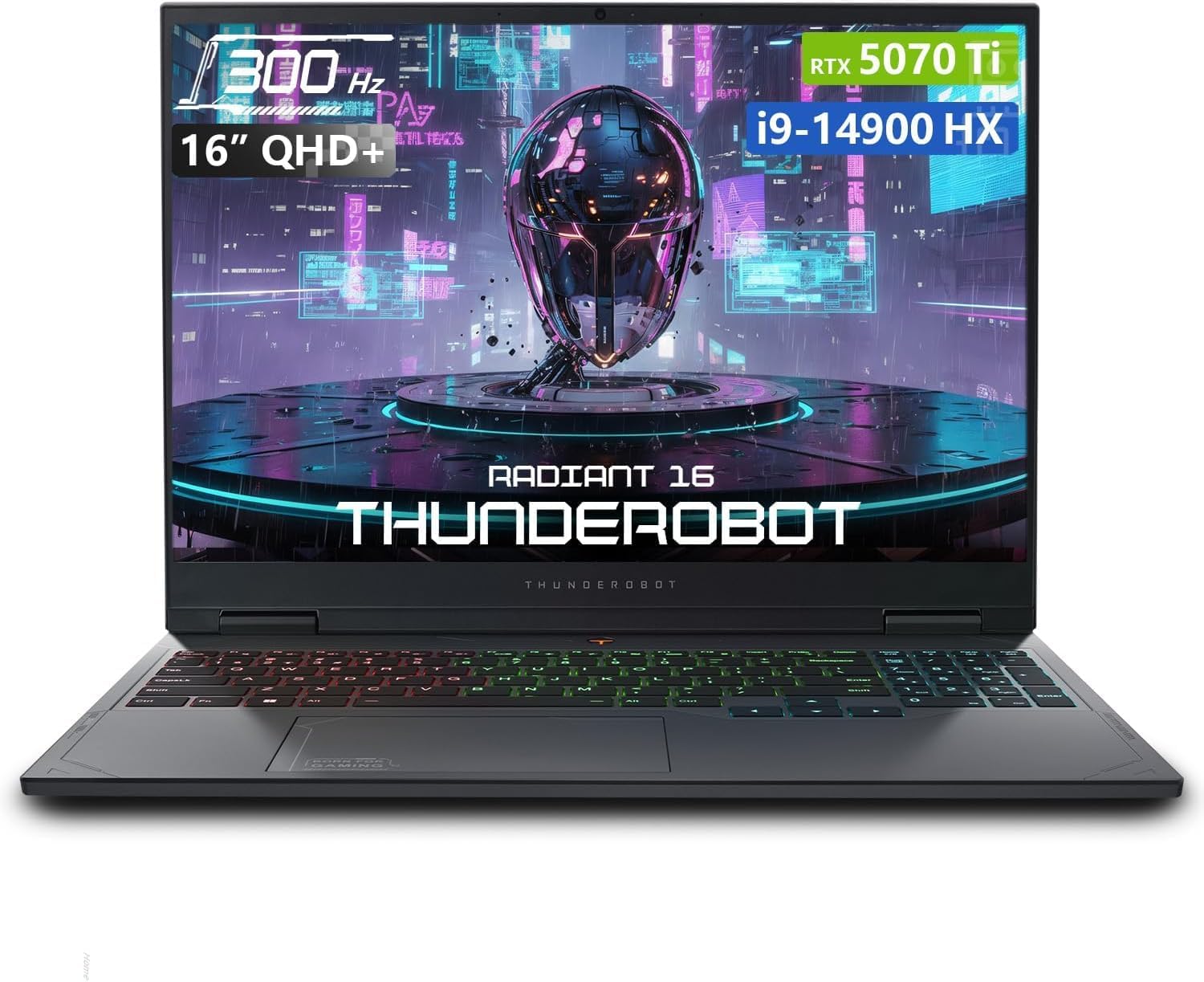 Thunderobot Radiant 16 Gaming Laptop, 16' QHD+ 300Hz 2.5K Display, Core i9-14900HX, GeForce RTX 5070 Ti, 64GB DDR5 RAM, 2TB SSD, RGB Backlit Keyboard, Wi-Fi 6, Win 11 Home
