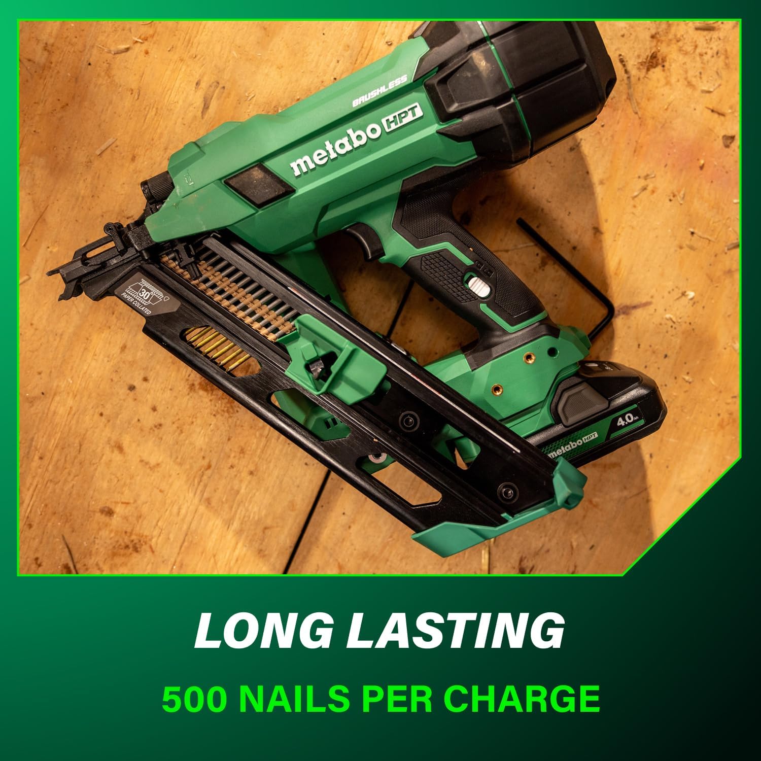 Metabo HPT 18V MultiVolt Cordless 30° Paper Tape Framing Nailer Kit, 3-1/2' Framing Nailer, Power Tool with 4.0Ah Lithium Ion Battery, Drives 2' to 3-1/2' Nails, Powerful Brushless Motor, NR1890DCA