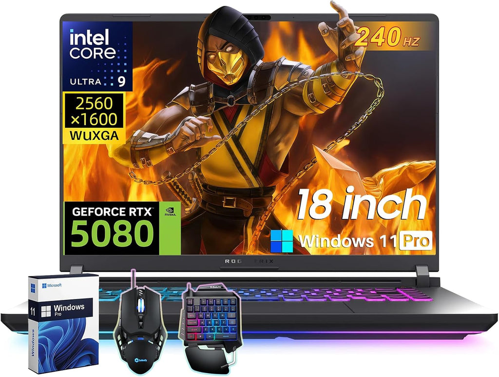 ASUS 2025 ROG Strix G18 Gaming Laptop, Intel 24-Core Ultra 9 275HX(Up to 5.4 GHz), NVIDIA RTX 5080 16GB GDDR7, 18' 240Hz 3ms 2.5K Screen, 64GB DDR5, 2TB SSD, Wi-Fi 7, Windows 11 Pro, Accessory Kit