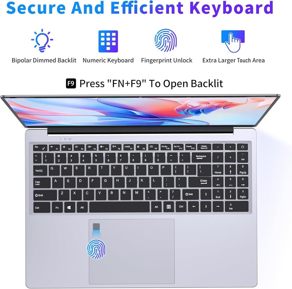 NIAKUN Laptop Computer, Gaming Laptops 2026, 16' Lap Top PC Windows 11 Pro, 16GB RAM 1TB SSD, Intel N95 Processor, Office 365, Backlit Keyboard,Fingerprint Unlock, 2-Year Warranty