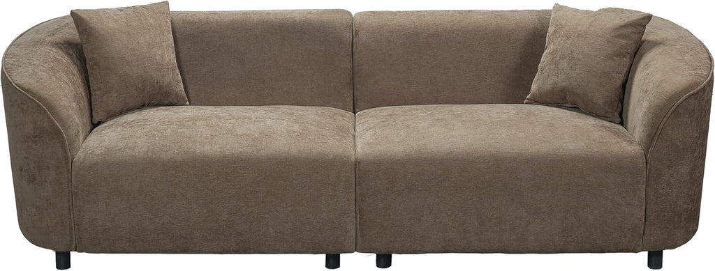 Merax 87' Curved Sofa Comfy Contemporary Upholstered Loveseat with Extra Deep Seats for Living Room Apartment Office, Brown