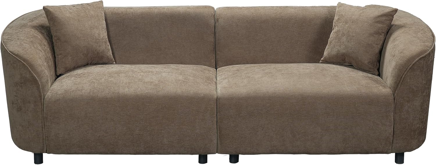 Merax 87' Curved Sofa Comfy Contemporary Upholstered Loveseat with Extra Deep Seats for Living Room Apartment Office, Brown