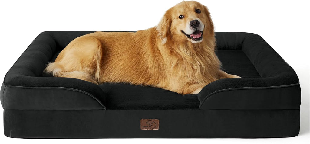 Bedsure XL Plus Orthopedic Dog Bed for Extra Large Dogs - Washable XLarge Dog Cat Bed Waterproof, Comfort Dogs Couch Sofa with Washable Removable Cover, Pet Bed with Nonskid Bottom, Black, 48'