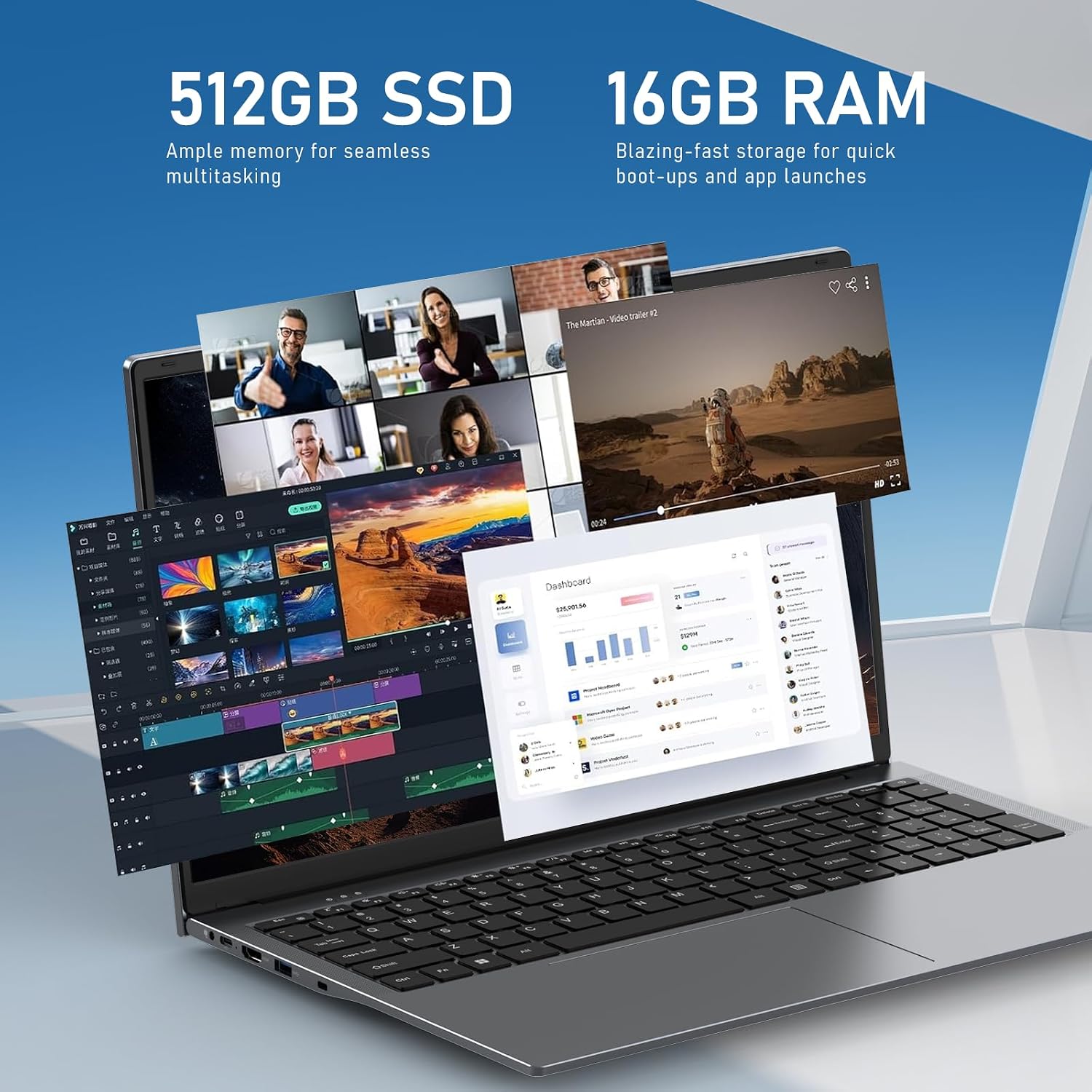 2026 Gaming Laptop,17.3 Inch Office 365 Laptop Computer,16GB RAM 512GB SSD,N150 Processor(4C/4T, Up to 3.6GHz),17.3' FHD 1920 * 1080 Display,WiFi 5,BT4.2, Backlit Keyboard