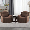 HAOMARKETS Rocker Recliner Chair Set of 2 for Adults, Manual Recliner Chair with Overstuffed Backrest and Armrests, Upholstered Rocking Reclining Sofa Chair for Living Room, Brown
