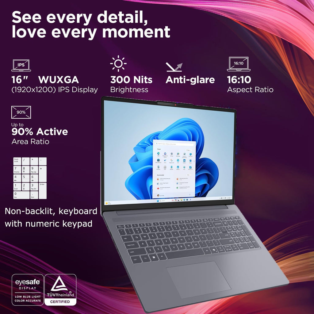 Lenovo Laptop Computer for Student Study with Office 365 (2026 Edition), Intel i7-13620H, (8GB RAM, 256GB SSD), Long Battery Life, Fast Charging, 16' FHD+, Copilot AI, Luna Grey, Windows 11 Home