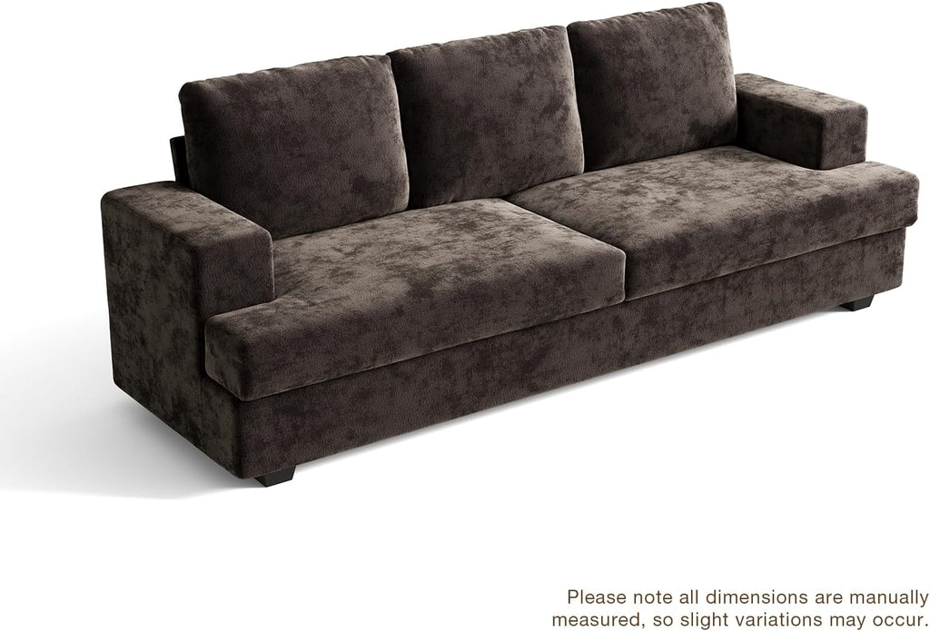 89' Brown Couches for Living Room, 3 Seater Couch with Deep Seat, Oversized Loveseat Sofa for Apartment and Small Spaces