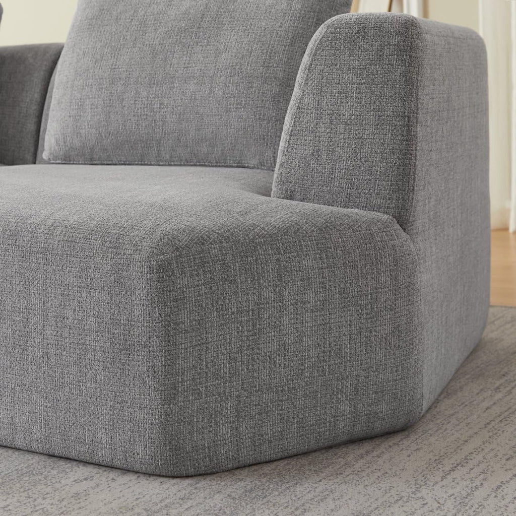 Sofa in a Box Oversized 3 Seater Memory Foam Boneless Couch w/Curved Arms,Plush Chenille Upholstered Cloud Modular Loveseat,No Assembly Needed Compression Sofa