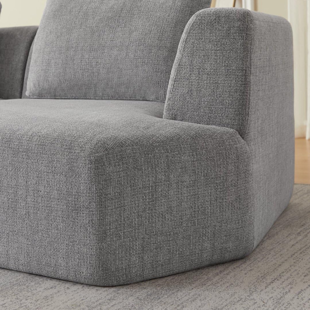 Sofa in a Box Oversized 3 Seater Memory Foam Boneless Couch w/Curved Arms,Plush Chenille Upholstered Cloud Modular Loveseat,No Assembly Needed Compression Sofa