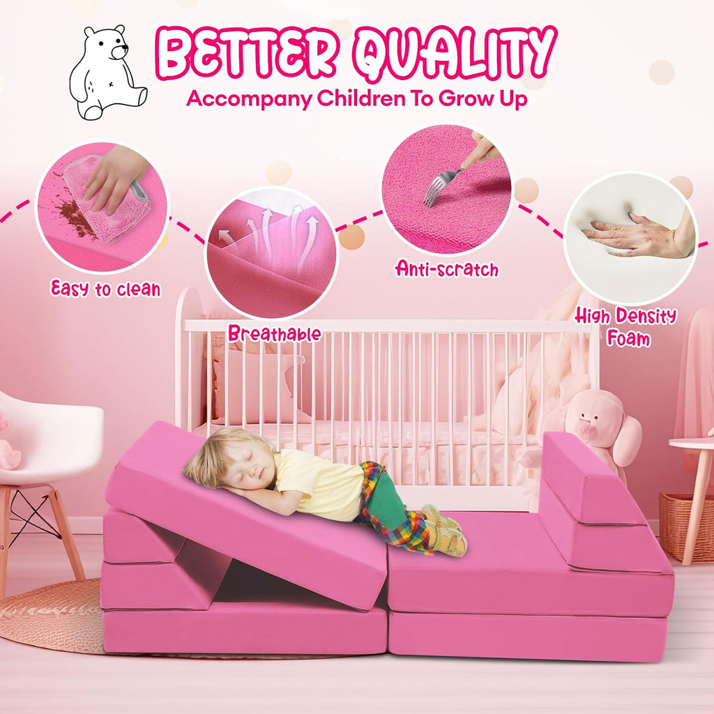 Edbuosy 22Pcs Modular Kids Play Couch - Kids Couch for Playroom Bedroom Living Rooms Toddler Sofa for Inspiring Child Creativity，Children Convertible Foam Sofa