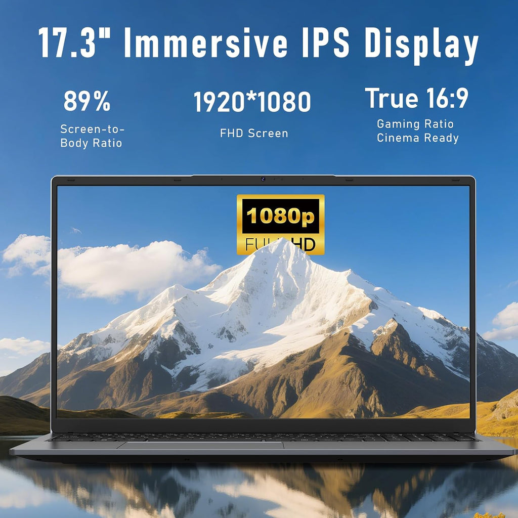 2026 Gaming Laptop,17.3 Inch Office 365 Laptop Computer,16GB RAM 512GB SSD,N150 Processor(4C/4T, Up to 3.6GHz),17.3' FHD 1920 * 1080 Display,WiFi 5,BT4.2, Backlit Keyboard
