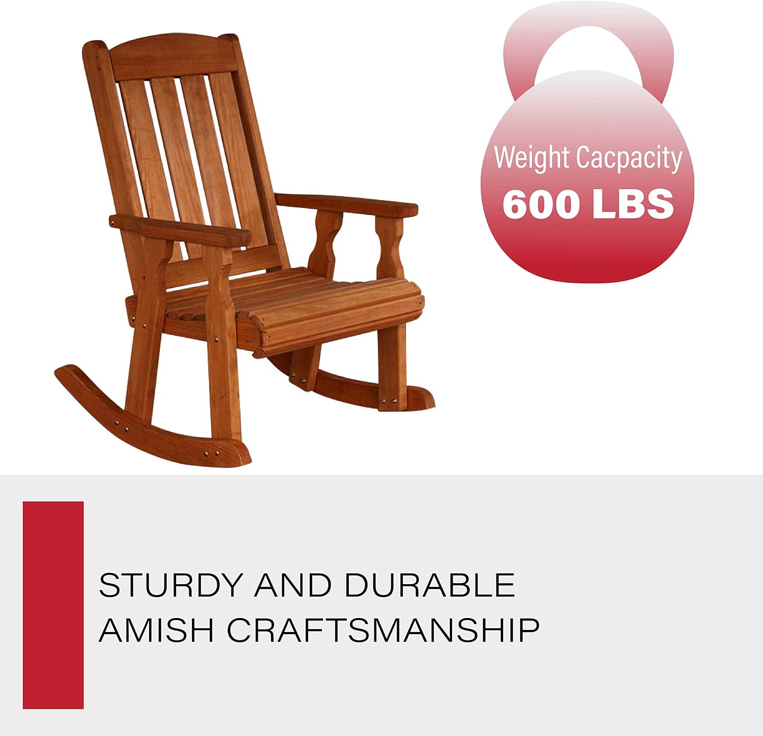 Amish Heavy Duty 600 Lb Mission Pressure Treated Rocking Chair (Cedar Stain)