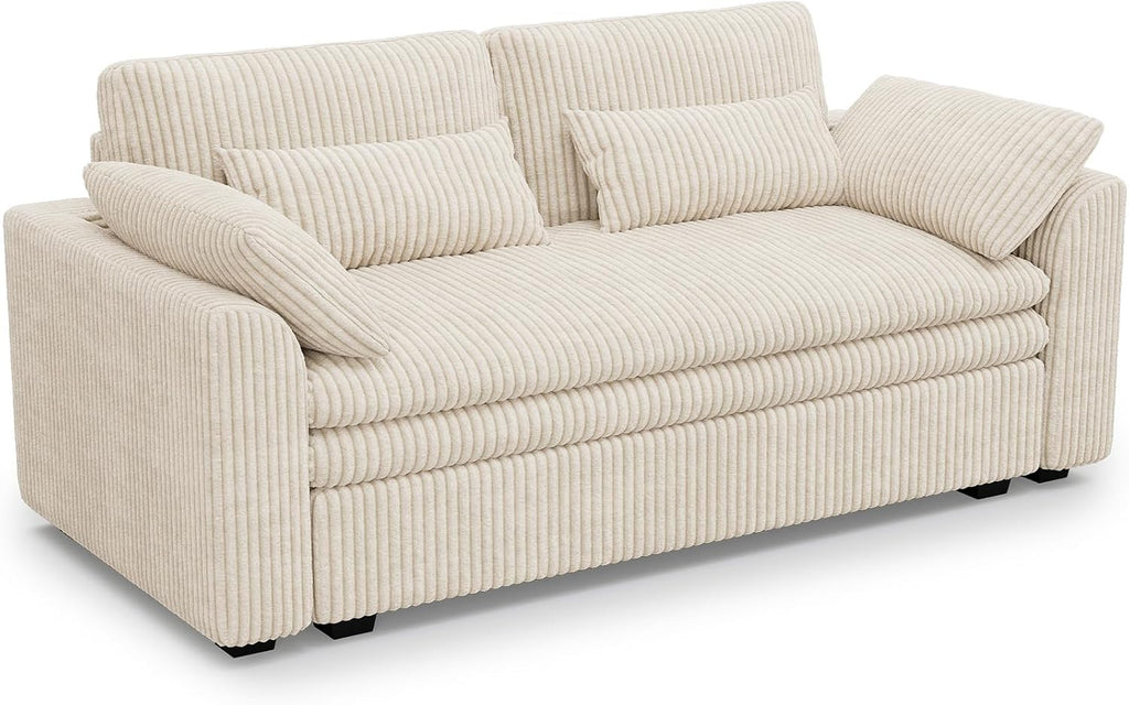 Belffin Large Modular Sectional Sofa with Deep Chaise Modular Sectional Loveseat Sofa with 9' Soft Dual-Layer 2 Seater Sofa Couch Corduroy Beige
